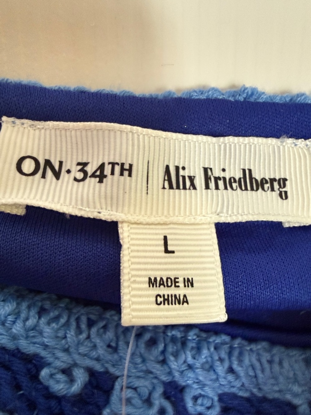ON 34th Sz Large Crochet Two-Tone Blue Skater Mini Skirt - Picture 3 of 5